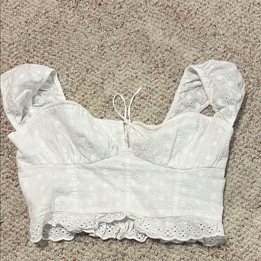 Hollister White Eyelet Blouse